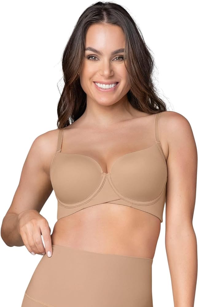 Leonisa Total Embrace Supportive Contouring Bra with Underwire Back Smoothing Bras for Women