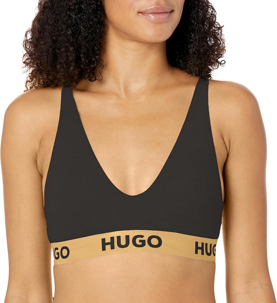 HUGO Women's Bold Logo Cotton Stretch Padded Triangle Bra