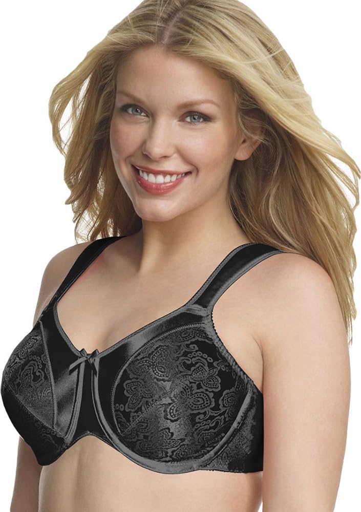 Bali Satin Tracings Underwire Minimizer Bra (3562) Black, 38D