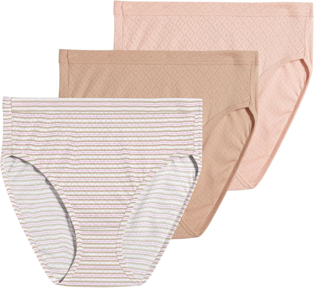 Jockey Women's Underwear Elance Breathe French Cut - 3 Pack, Sheer Nude (Size 6, Nude)