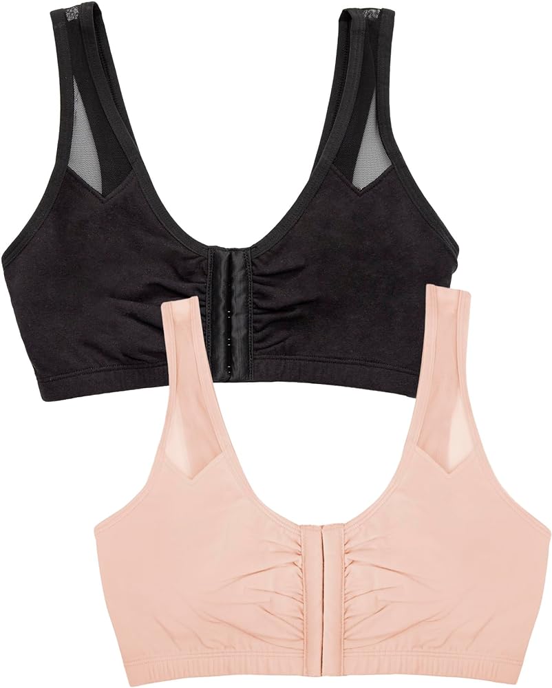 Fruit of the Loom Women's Comfort Front Close Sport Bra with Mesh Straps