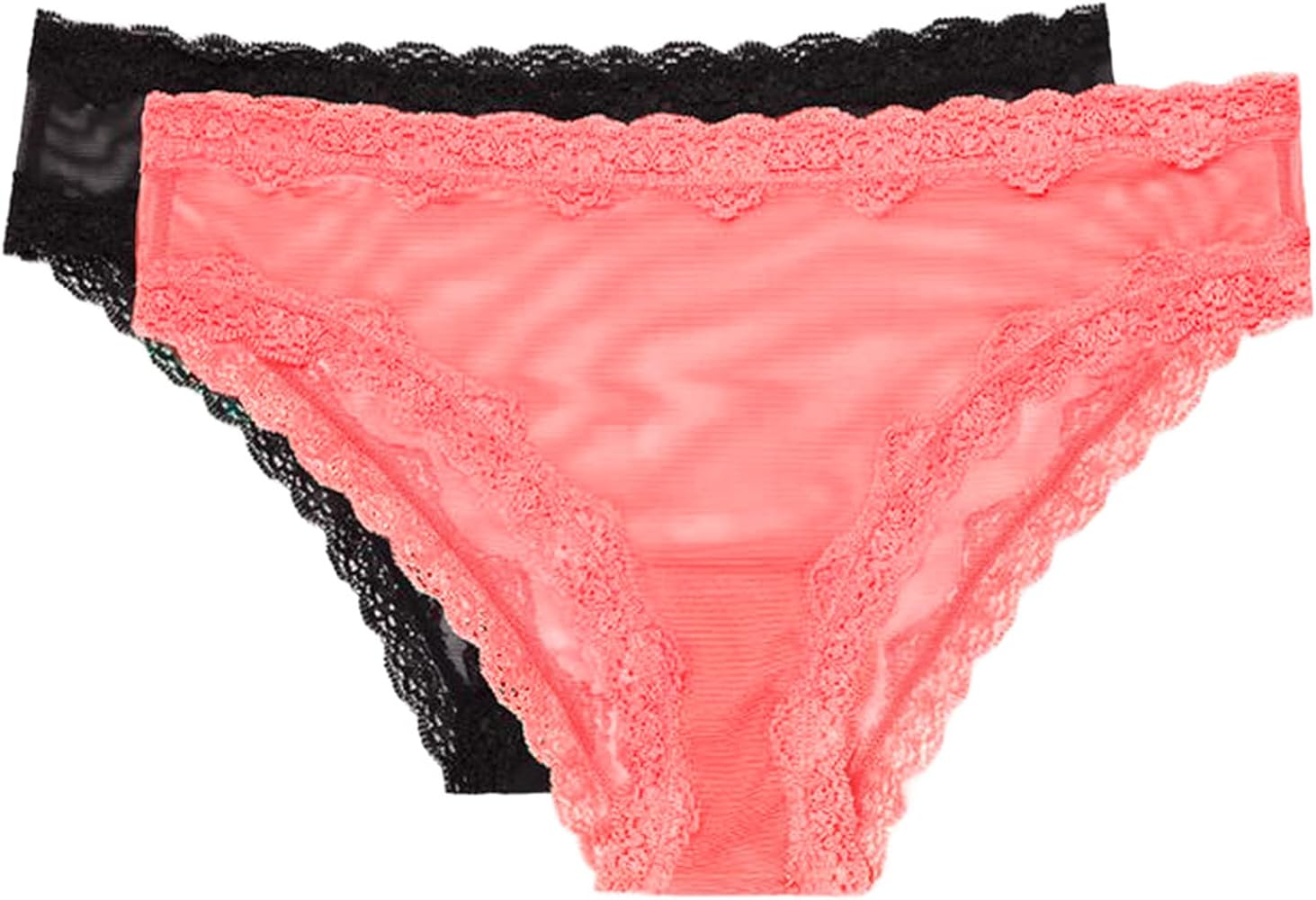 Smart & Sexy Women's Lace Trim & Mesh Panty 2 Packs Sexy Thongs & Cheeky Bikinis