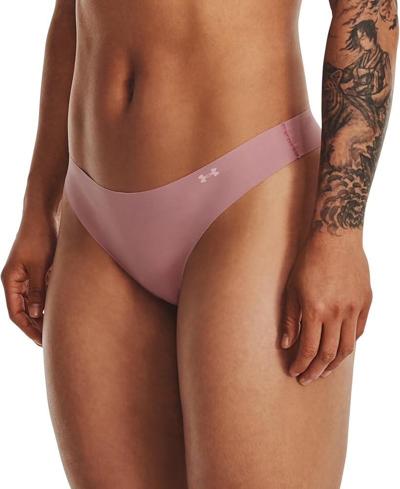 Under Armour Womens Pure Stretch Thong Multi-Pack, (697) Pink Elixir/Halo Gray/Rebel Pink, X-Small