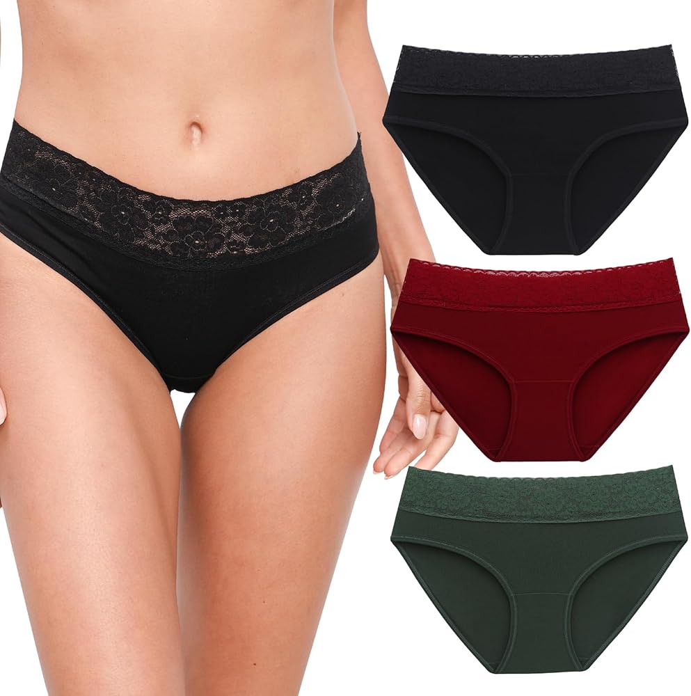 Women Cotton Underwear Bikini Panties Lace Soft Hipster Panty Ladies Stretch Full Briefs