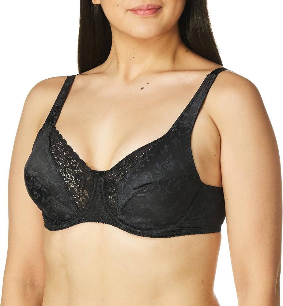 Playtex Women's Secrets Love My Curves Signature Floral Underwire Full Coverage Bra US4422 Black