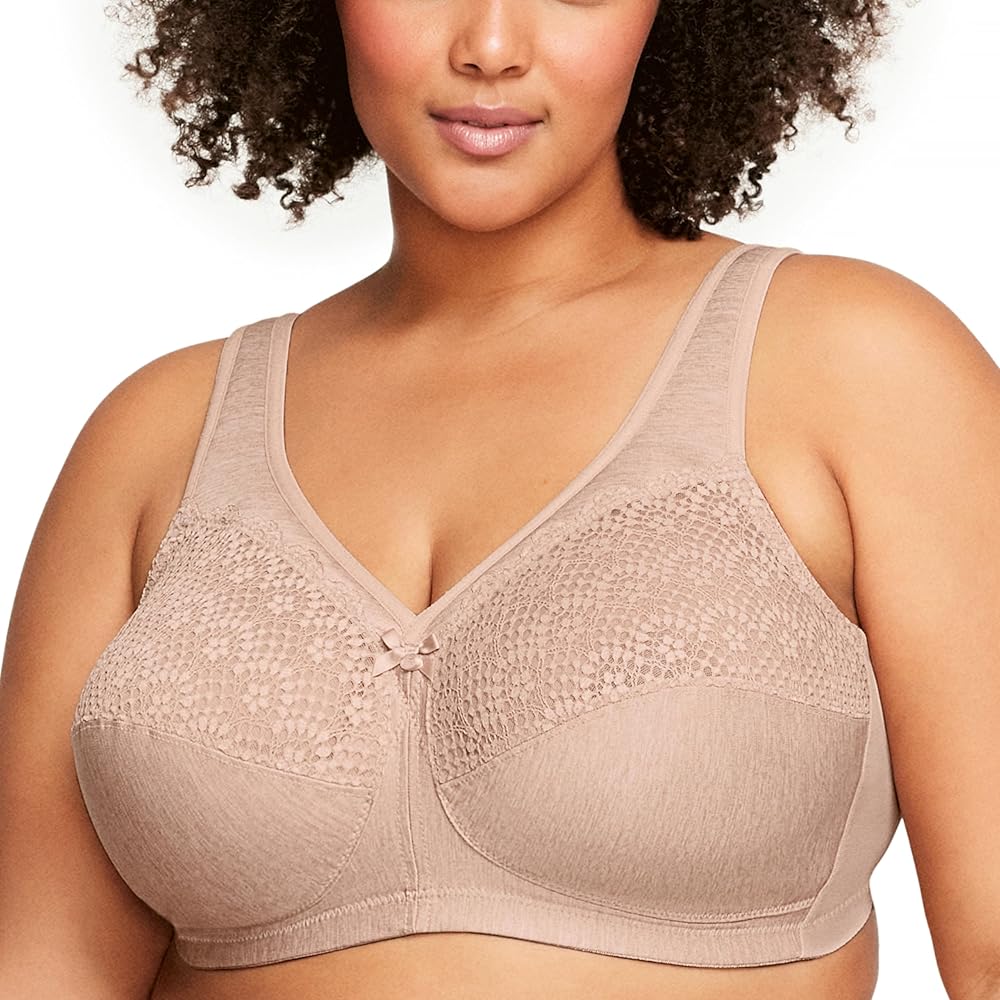 Glamorise Women's Plus Size MagicLift Moisture Control Bra Wirefree #1064