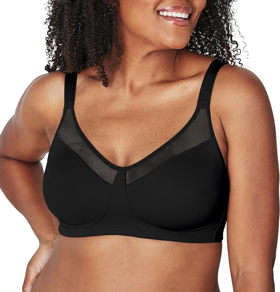 Playtex Women's 18 Hour Minimizer Smoothing Full-Coverage Wireless T-Shirt Bra with Mesh Trim