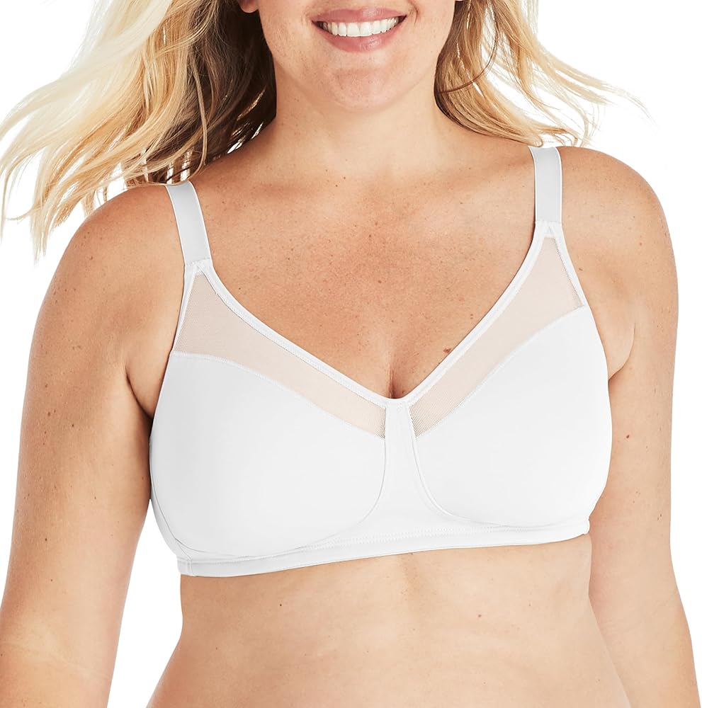 Playtex Women's 18 Hour Minimizer Smoothing Full-Coverage Wireless T-Shirt Bra with Mesh Trim