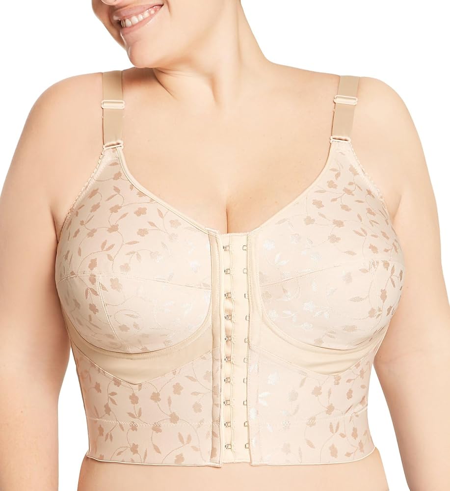 Jacquard Front-Close Wireless Longline Posture Bra