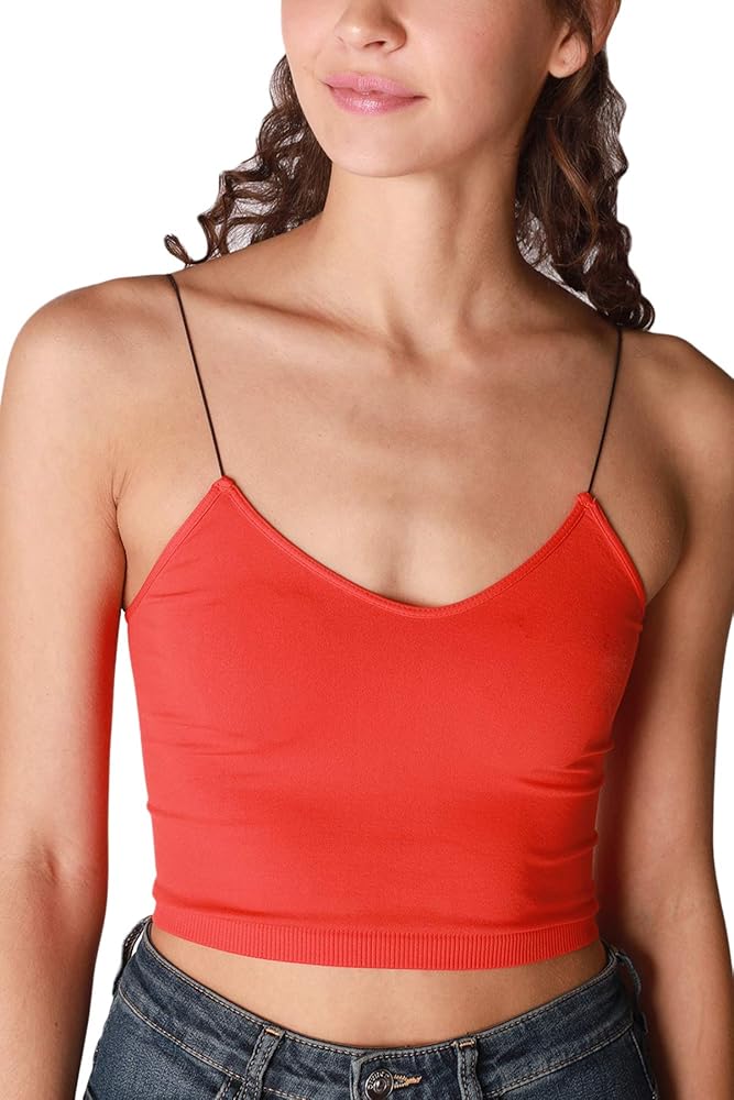 NIKIBIKI Women Seamless Spaghetti Strap Crop Top Cami, Made in U.S.A, One Size