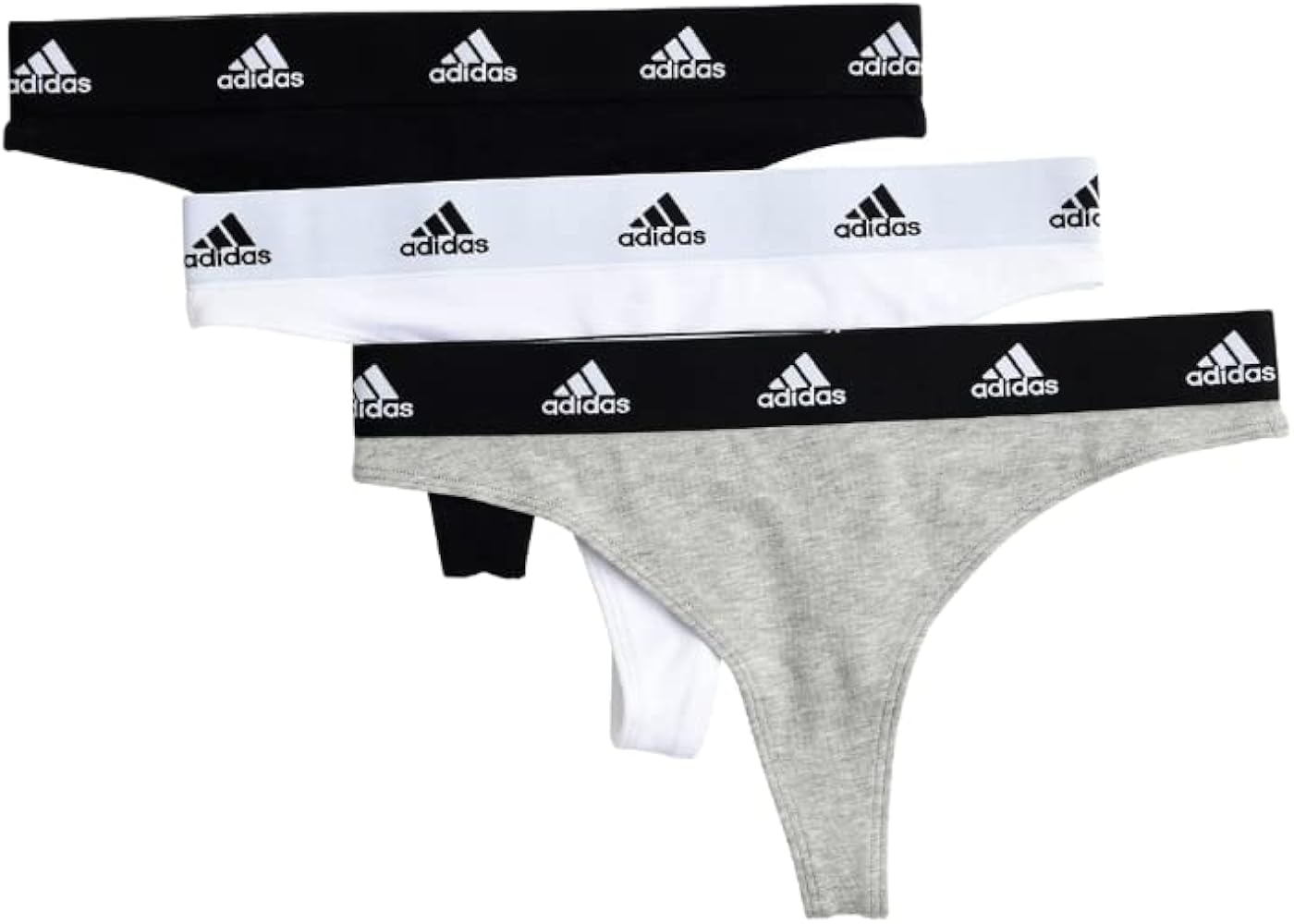 Adidas Women's Cotton Stretch Thong Panties 3-Pack