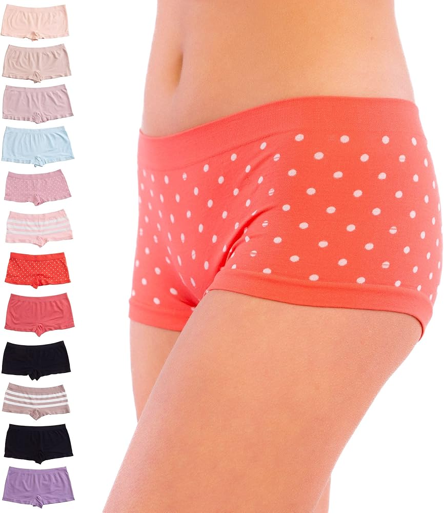 Alyce Ives Intimates Boy Short Panties for Women, Pack of 12, Seamless Boxer Brief Underwear