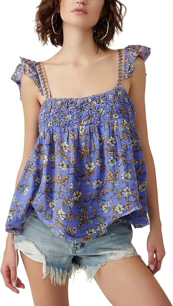 Free People Women's Nala Printed Babydoll Top