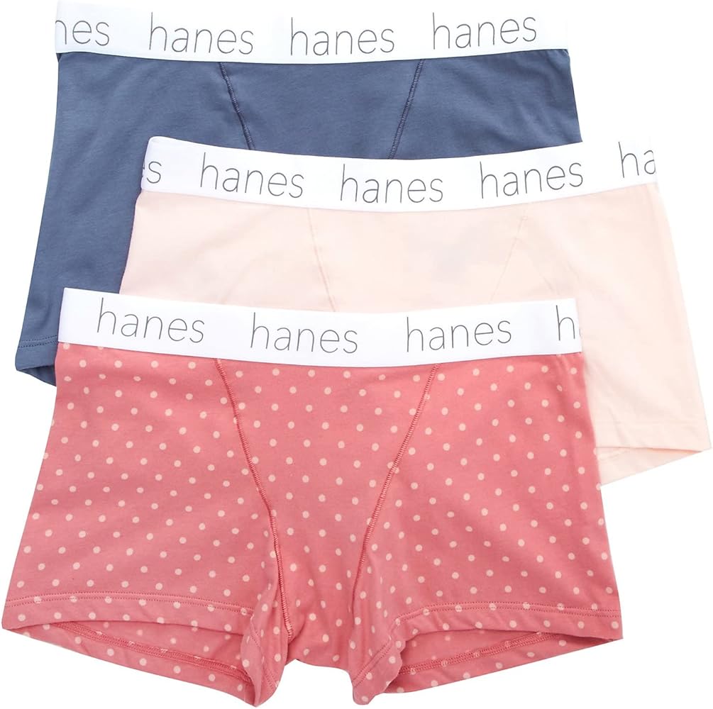 Hanes Women's 45UOBB Cotton Blend Boxer Brief Panty - 3 Pack