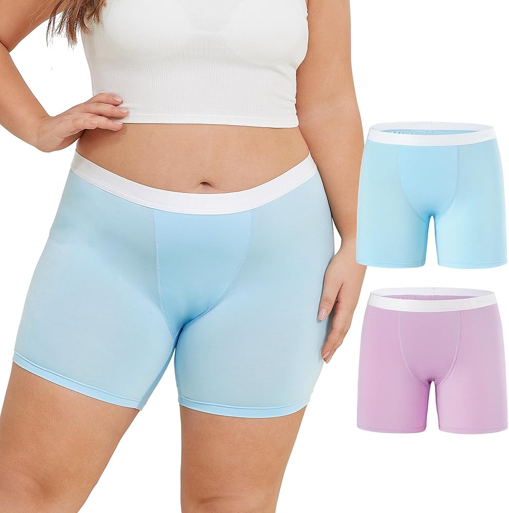 INNERSY Women's Modal Plus Size 5" Boxer Underwear Anti Chafing Boyshorts Panties 2-Pack