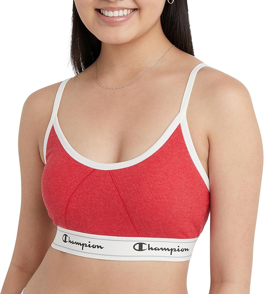 Champion Women's Heritage Bralette, Cotton Stretch Pullover, Moisture Wicking Bra (Retired Colors)