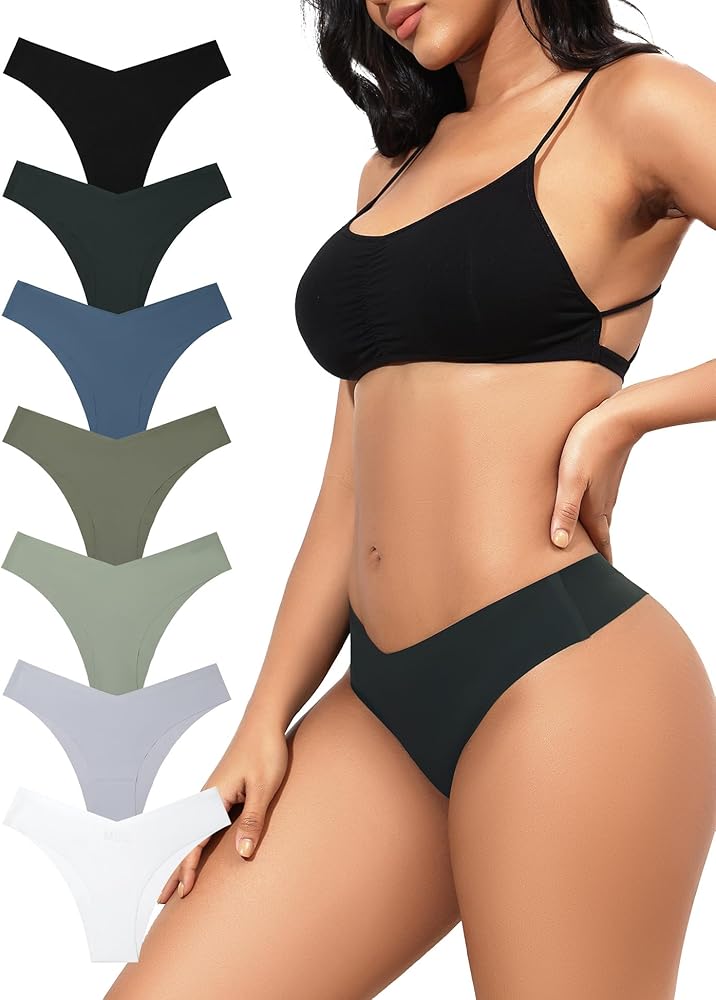 LEVAO Seamless Underwear for Women Sexy No Show Bikini Panties Invisible Briefs V-shaped Hipster Cheeky Underwear S-XL