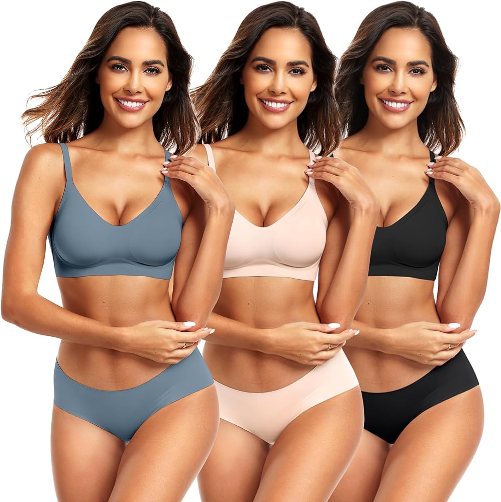 Vertvie 3 Pack Women's Seamless Bras No Underwire Comfort Push Up Bras Buttery Wireless Bralette Full Coverage Everyday Bra