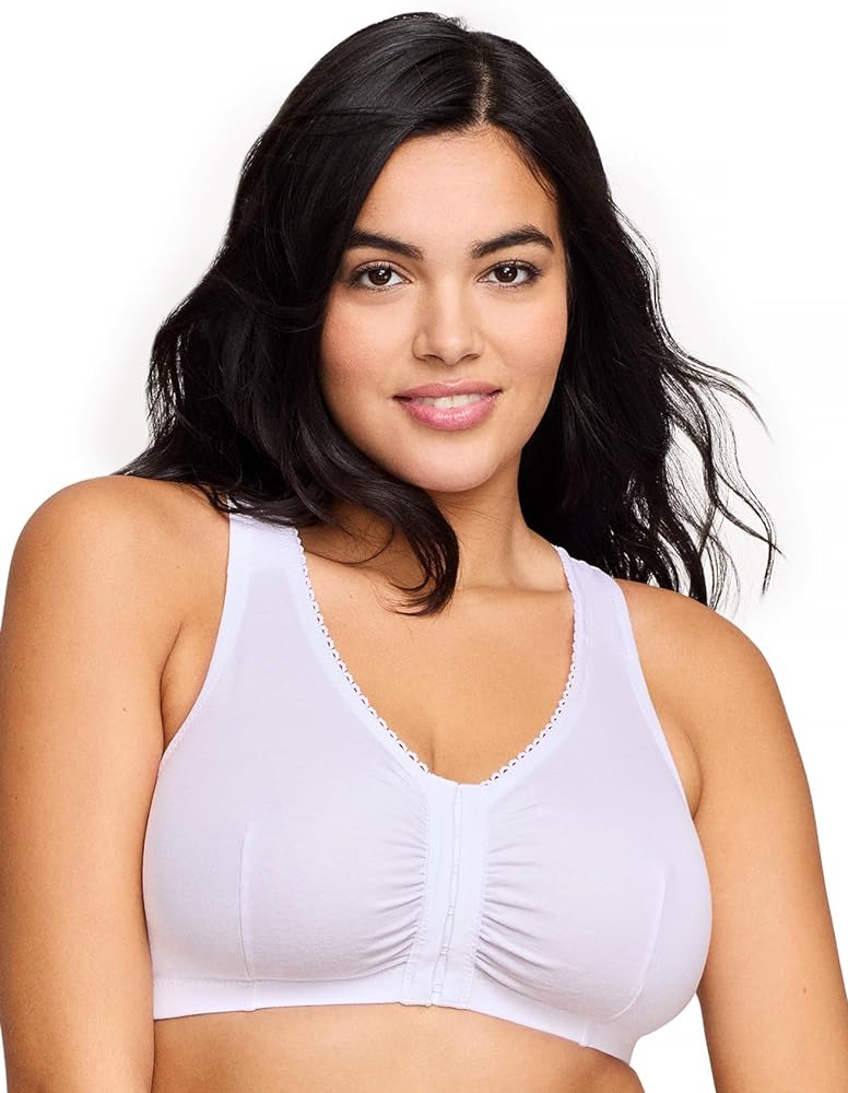 Glamorise Women's Plus Size Front-Closure Cotton T-Back Wirefree #1908