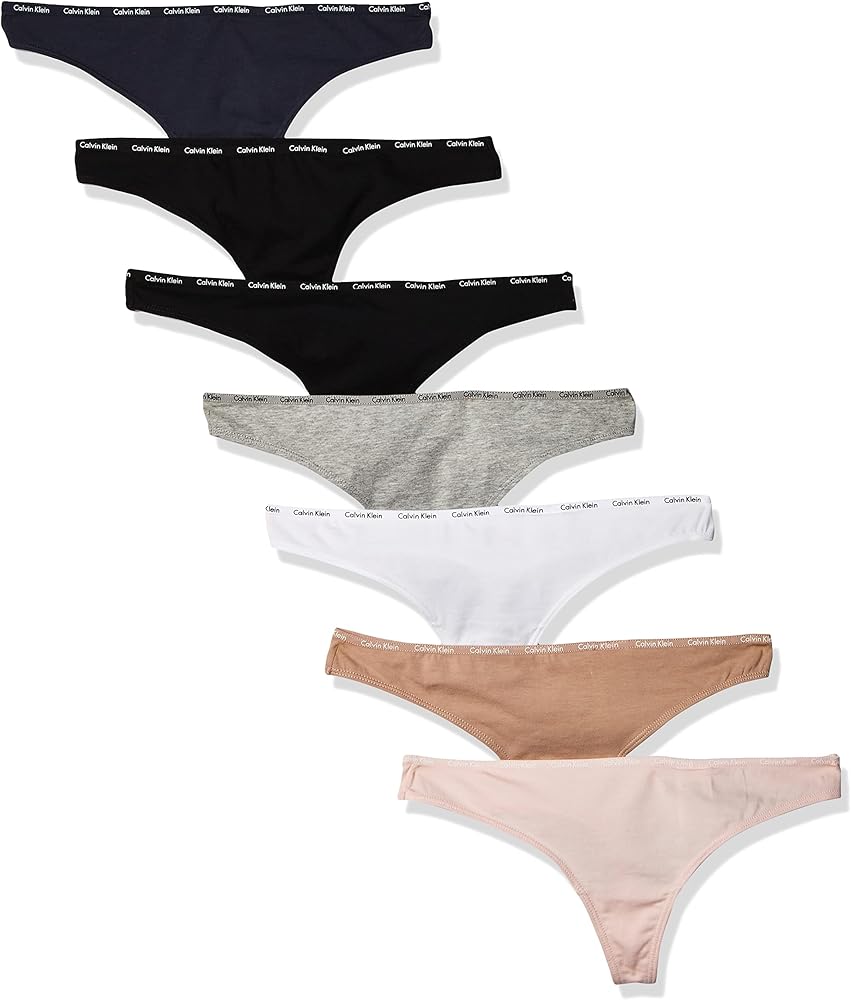 Calvin Klein Women's Signature Cotton Logo Stretch Thong Panties, Multipack