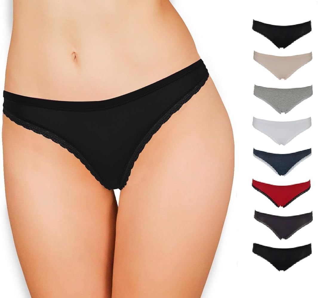 Emprella Cotton Underwear Women, 8 or 5 Pack Womens Bikini Seamless Ladies Cheeky Panty - Medium