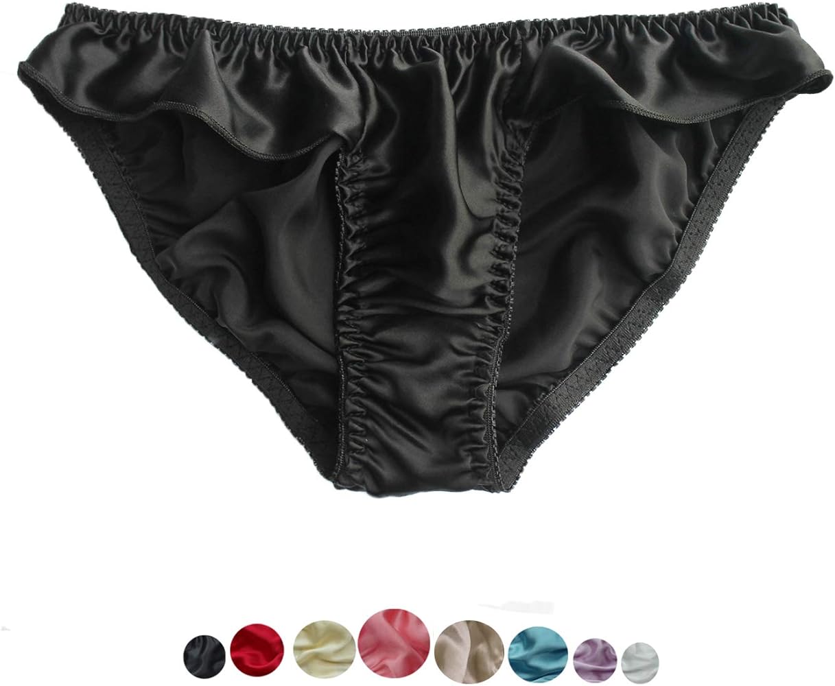 Women Sexy Flouncing 100% Silk Bikini Briefs Underwaer Soft Briefs