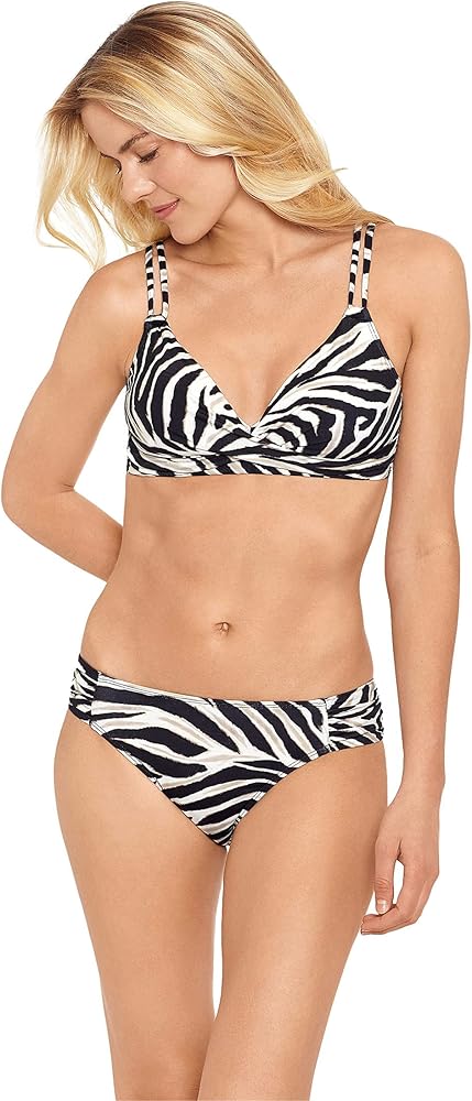 Lauren Ralph Lauren Zebra Double Strap Twist Underwire Bra Top