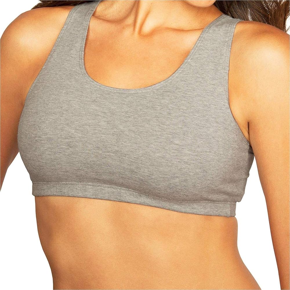 Fruit of the Loom Women's Tank Style Sports Bra - 3 Pack 9012 34 Grey/White/Blue