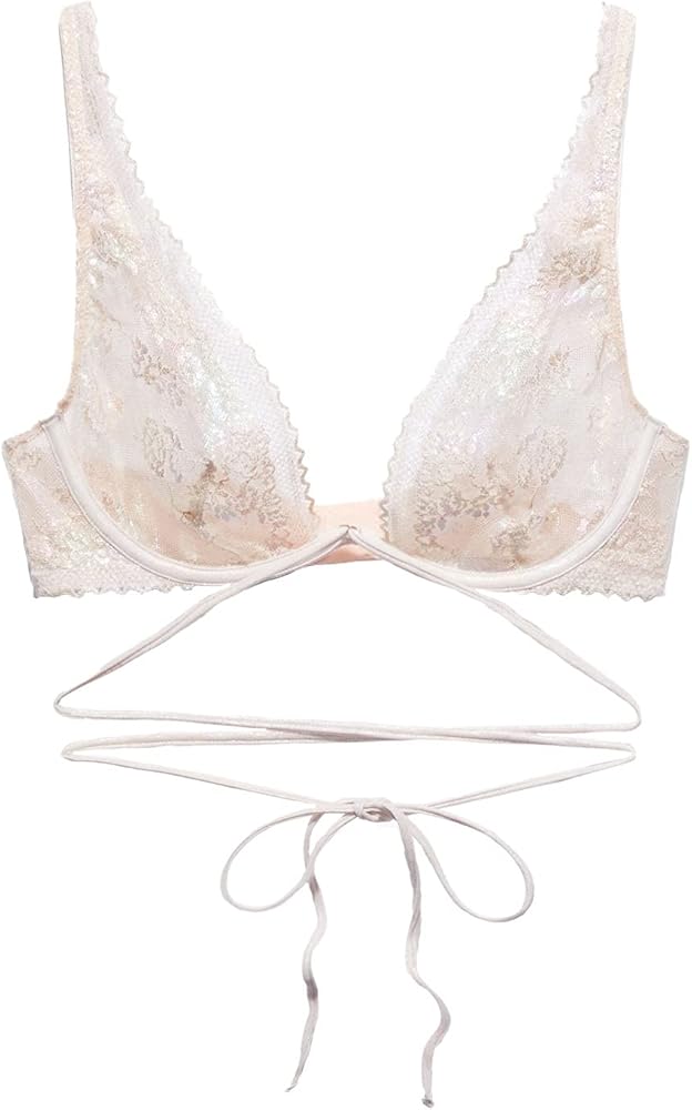 Savage X Fenty Women's Caged Lace Unlined Bra with Tie