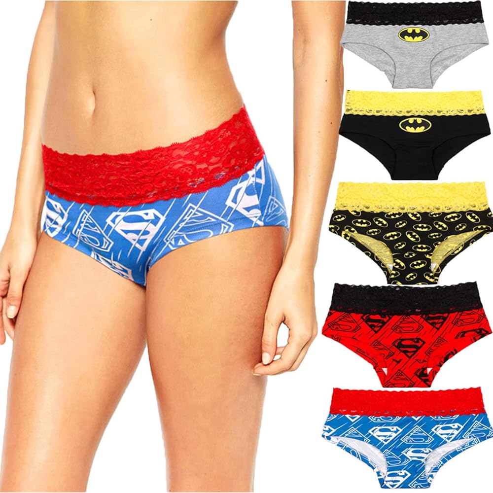 Cartoon For Women Lace Trim Lady's Briefs 5PCS