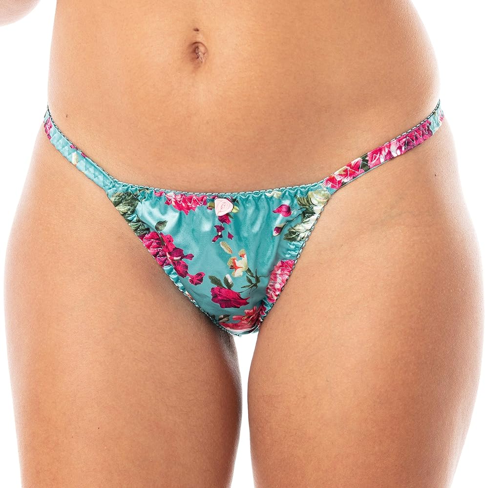 Satini Women's Print Tanga Bikini Briefs Satin Panties