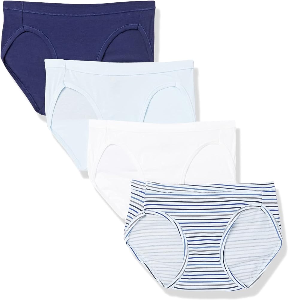 Hanes Ultimate Women's Bikini Panties Pack, Moisture-Wicking Bikini Underwear, Moderate Coverage, 5-Pack (Colors May Vary)