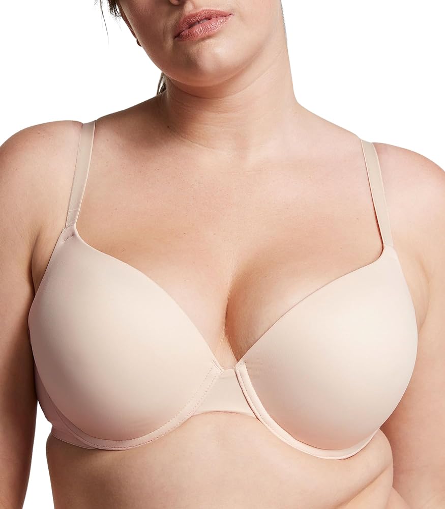 Victoria's Secret Pink Wear Everywhere Push Up Bra, Padded, Smoothing, Bras for Women, Beige (32DD)