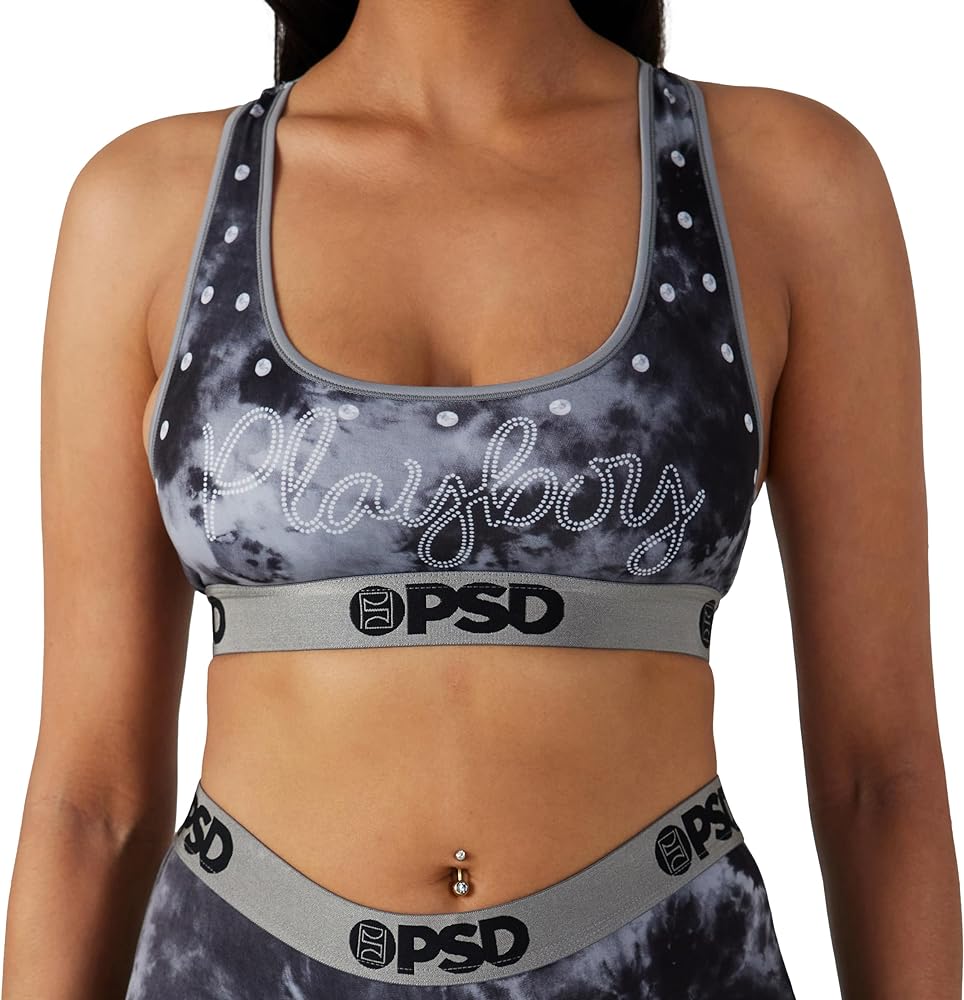 PSD Women's Playboy Sports Bra - Racerback Sports Bras for Women with Breathable Microfiber Fabric