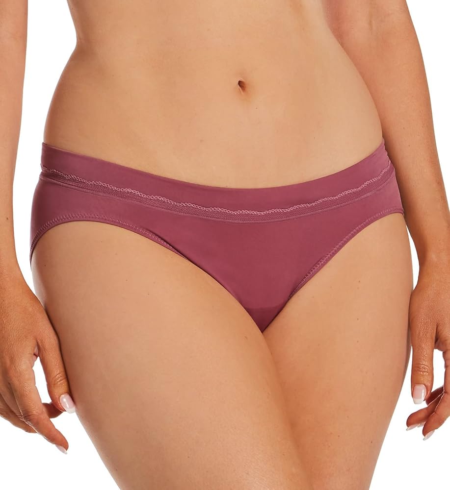 Bali Women's One Smooth U Modern Microfiber Bikini Panty, DFMMBK, Rustic Berry Red, 9