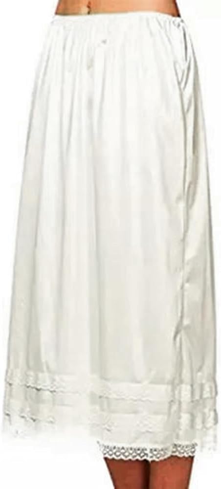 Women's Satin Half Slips for Skirts Lace Trim Extender Maxi Underskirt Non-Cling Long Slips for Under Dresses