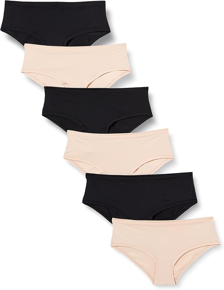 Amazon Essentials Women's Hipster Underwear (Available in Plus Size), Pack of 6