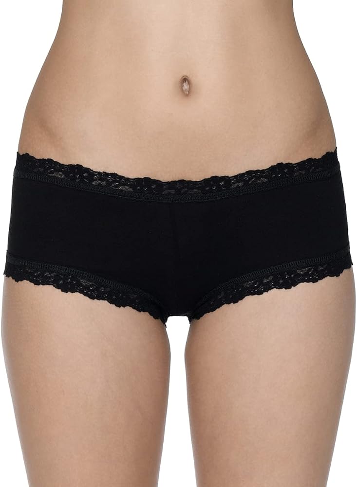 hanky panky Women's Rolled Organic Cotton Boyshort with Lace