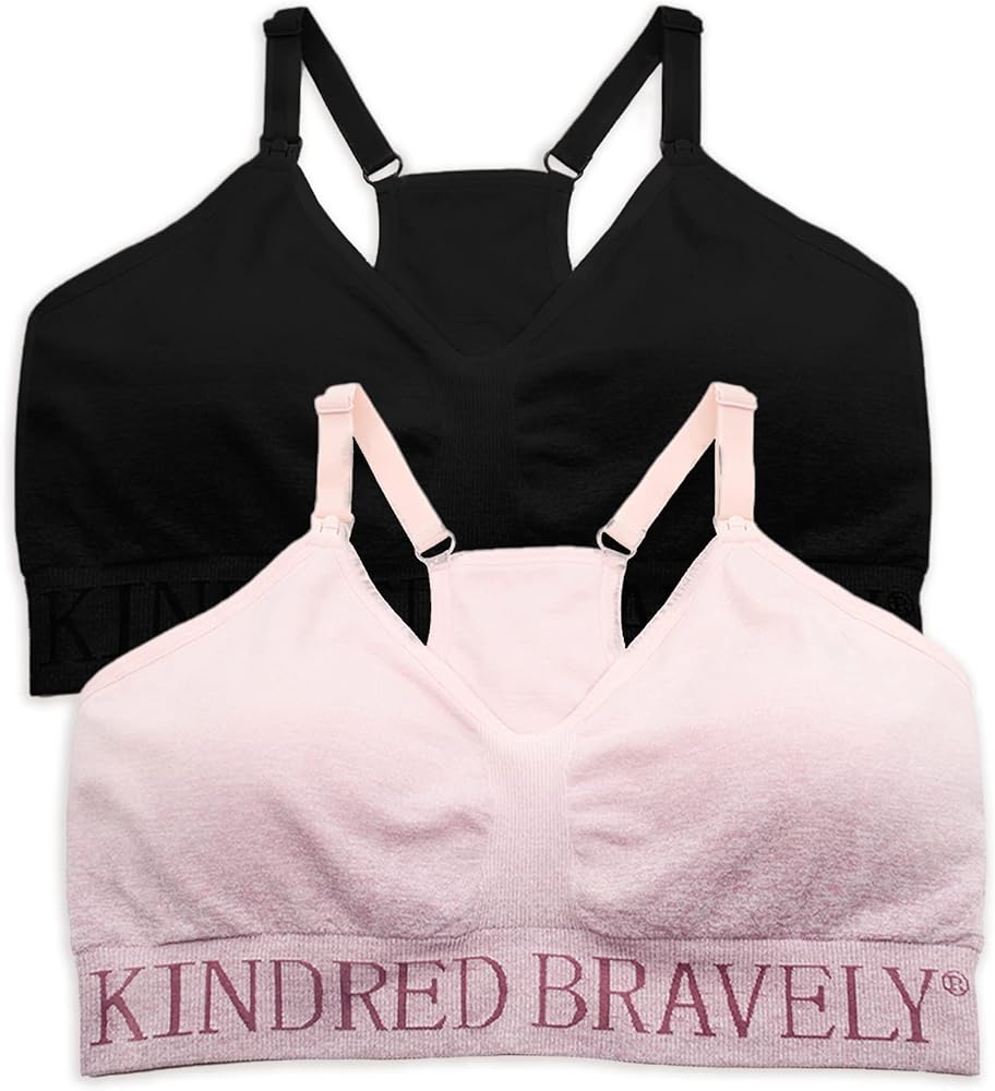 Kindred Bravely 2-Pack Hands Free Sports Pumping Bra Bundle (Black and Ombre Purple, Medium)