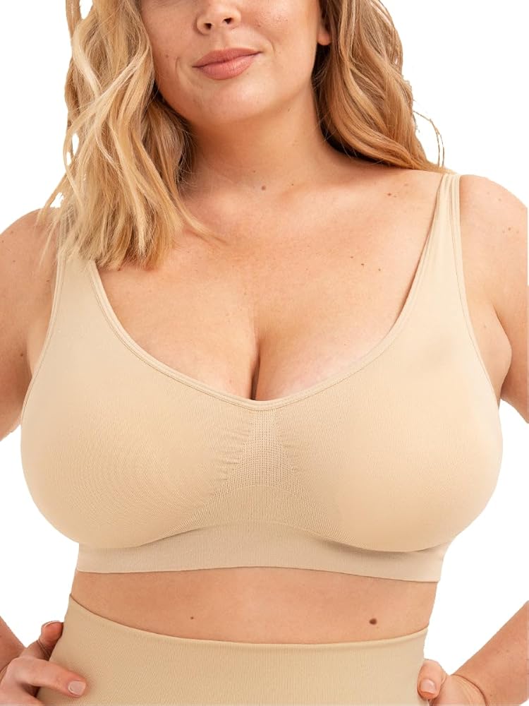 SHAPERMINT Enhanced Smoothing Wireless Bralette for Women with Removable Cups