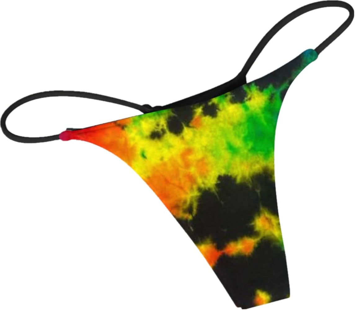 Tie Dye Thong For Women Cotton Underwear Low Rise Panties Woman G-String Thong Stretch Strap Naughty T Back T-String