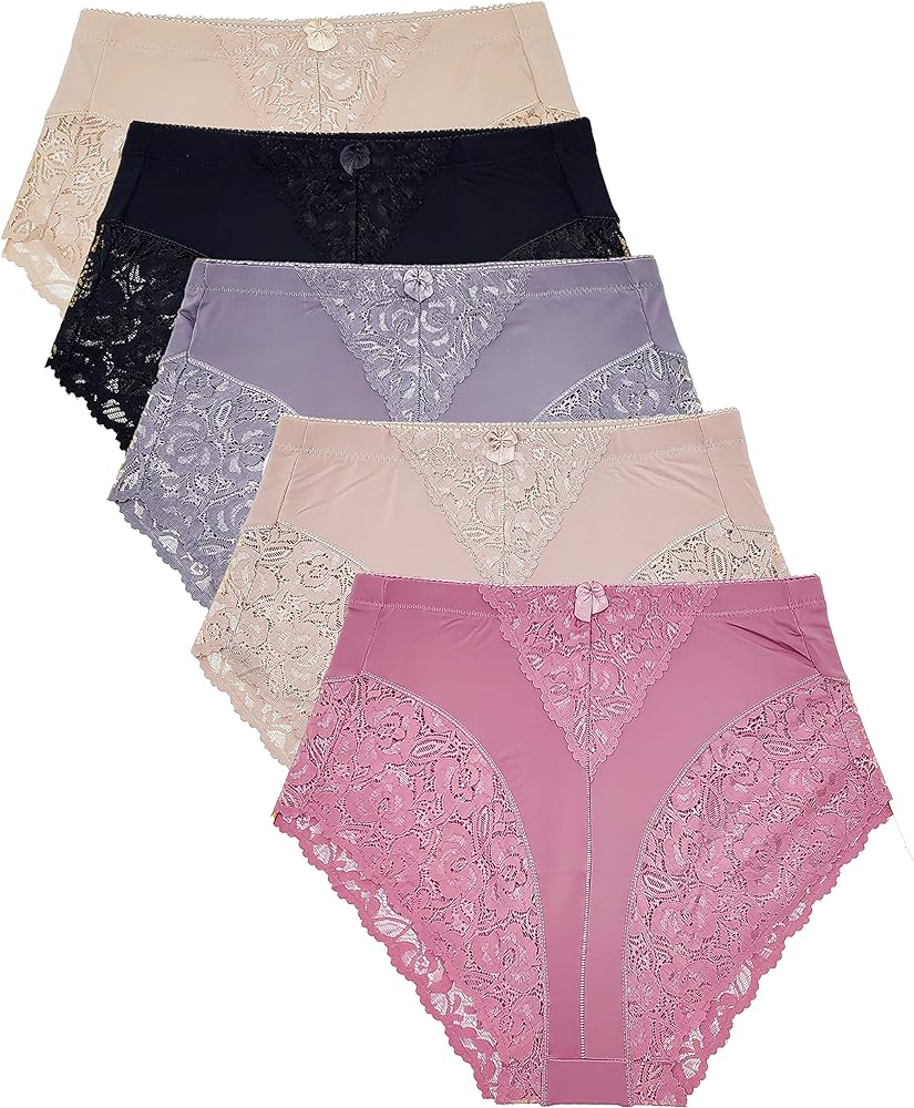 Barbra Lingerie 5 Pack Plus Size Underwear Women Light Control Briefs Panties