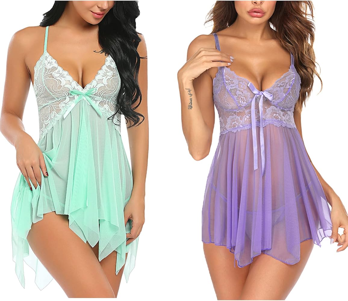 Avidlove Babydoll Lingerie for Women Sexy Sleepwear Bridal Nightgown Lace Lingerie X_Large