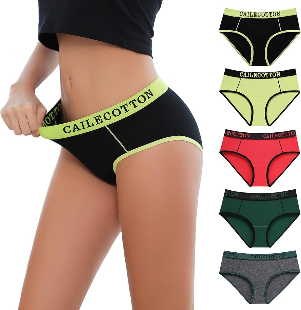 High Waisted Underwear for Women Cotton Underwear Stretch Soft Full Coverage Briefs 5 Pack Multicolor