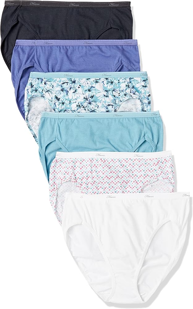 Hanes Womens No Ride Up Cotton Hi-Cut Panties 6-Pack