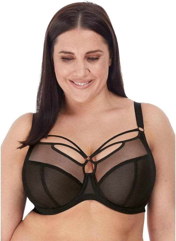 Elomi Women's Sachi Plunge Bra: Striking Design with On-Trend Strap Detailing. Low Front Plunge, Cotton Lined Panels DD+ Bras