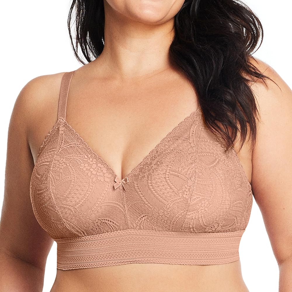 Glamorise Women's Plus Size Luxe Lace Bralette Wirefree #7012