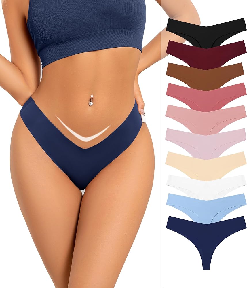 Women's Seamless No Show Thong Panties Comfortable Breathable Pack of 6 Underwear