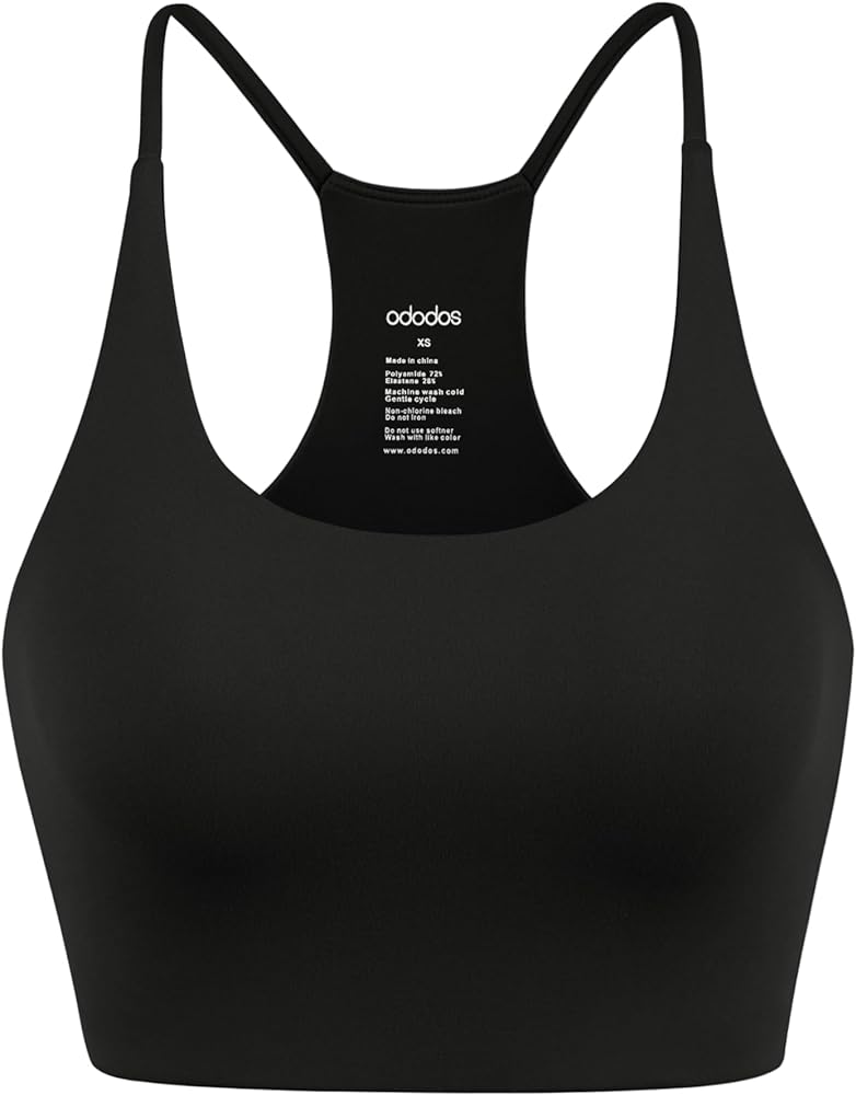 ODODOS Halter Sports Bra for Women Non Padded Strappy/Square Neck Cropped Tops Workout Yoga Crop