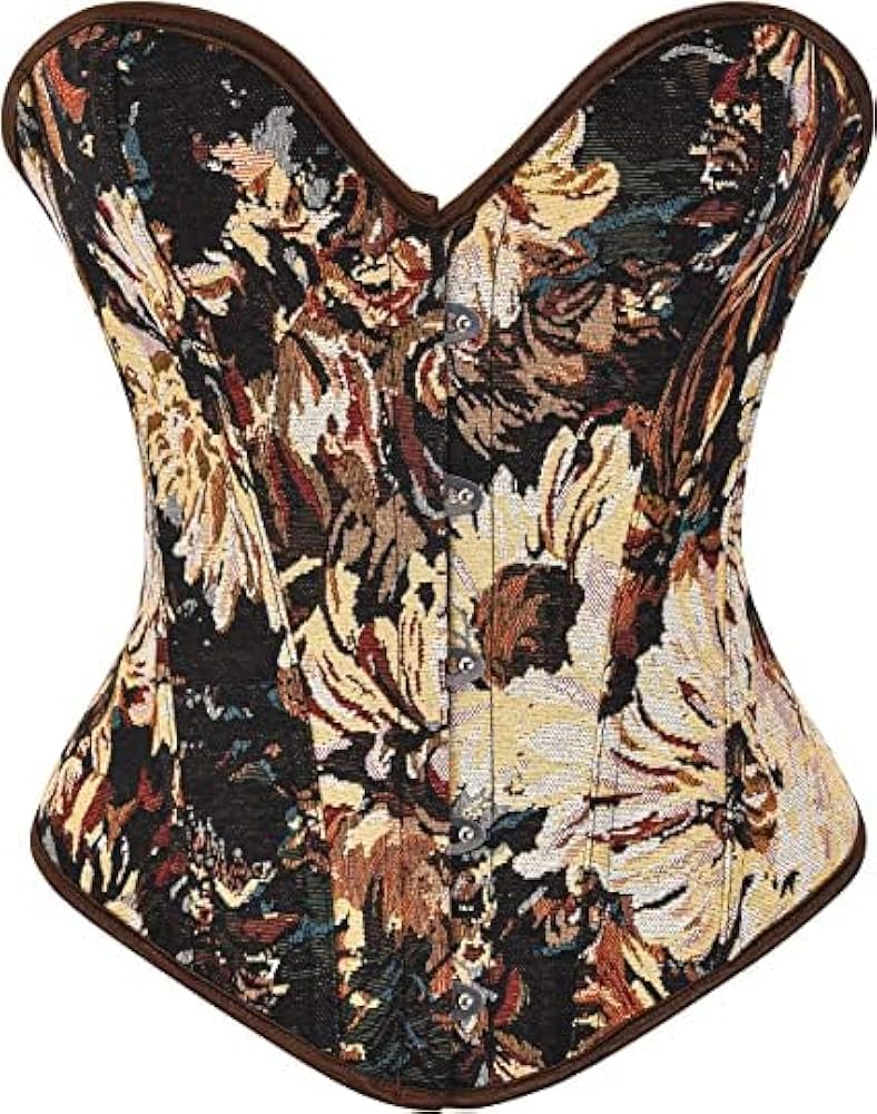 Vintage Renaissance Corset Top for Women Floral Bustier Lace Up Boned Overbust Lingerie Bodyshaper